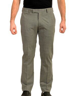 Malo Men's Gray Wool Flat Front Dress Pants US 36 IT 52